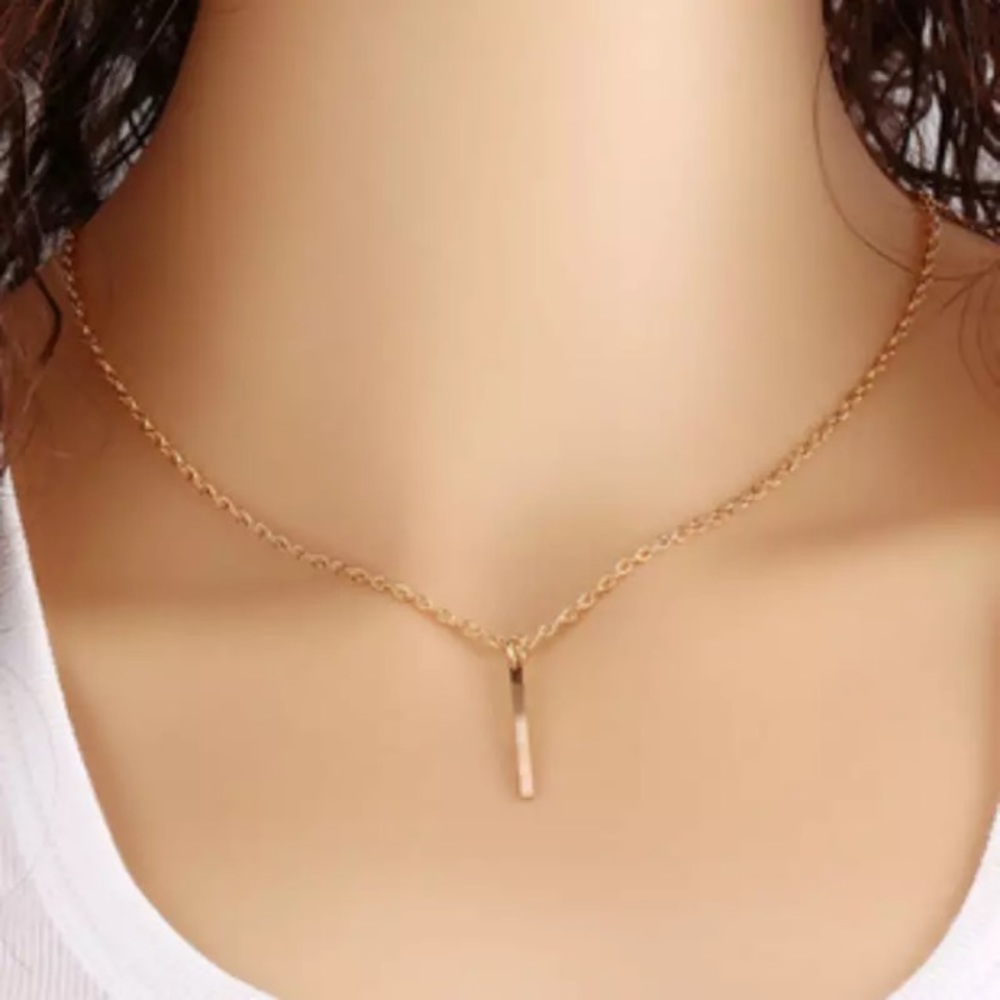 NEW!💙💎💛GOLDEN💛SHORT💛BAR💛NECKLACE!💛💎💙CUTE! - Picture 2 of 8